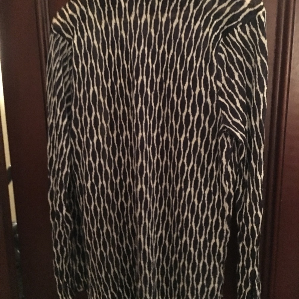 Navy/White Open Front Sweater/ Buttonless Sweater. - image 4